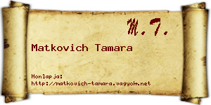 Matkovich Tamara névjegykártya